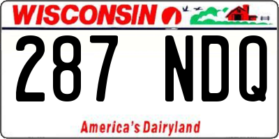 WI license plate 287NDQ