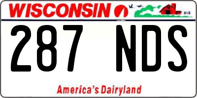 WI license plate 287NDS