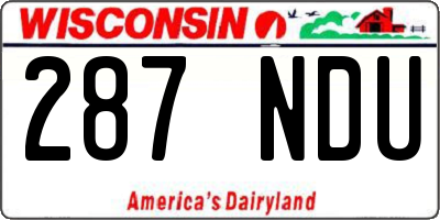 WI license plate 287NDU