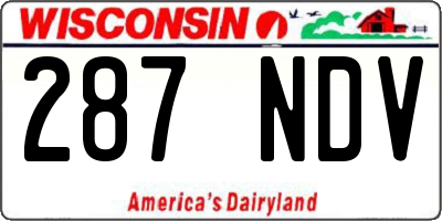WI license plate 287NDV