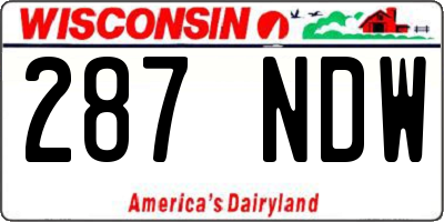 WI license plate 287NDW
