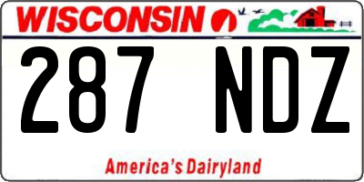 WI license plate 287NDZ