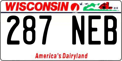 WI license plate 287NEB