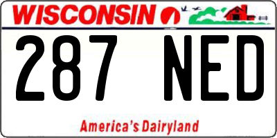 WI license plate 287NED