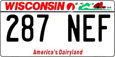 WI license plate 287NEF