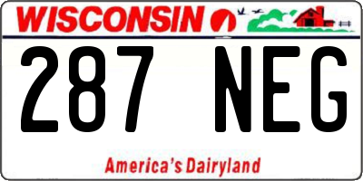 WI license plate 287NEG