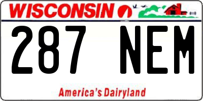 WI license plate 287NEM
