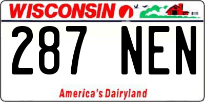 WI license plate 287NEN