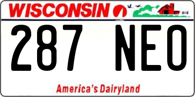 WI license plate 287NEO