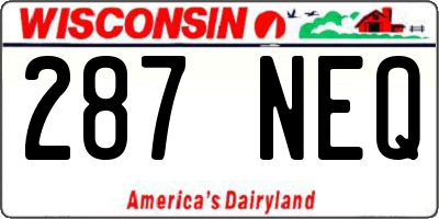 WI license plate 287NEQ