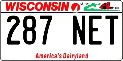 WI license plate 287NET