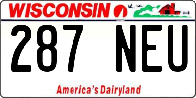 WI license plate 287NEU