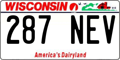 WI license plate 287NEV