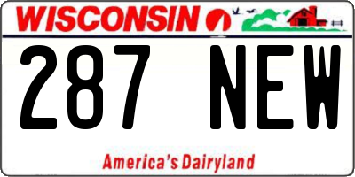 WI license plate 287NEW