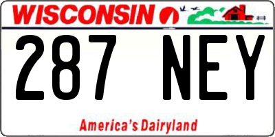 WI license plate 287NEY