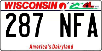 WI license plate 287NFA