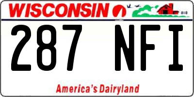 WI license plate 287NFI