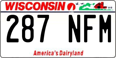 WI license plate 287NFM