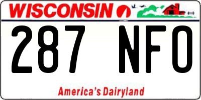 WI license plate 287NFO