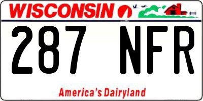 WI license plate 287NFR