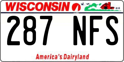 WI license plate 287NFS
