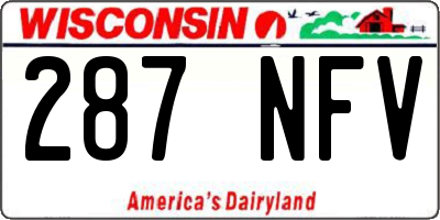 WI license plate 287NFV