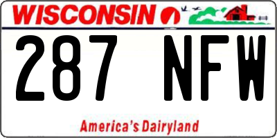 WI license plate 287NFW
