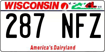 WI license plate 287NFZ