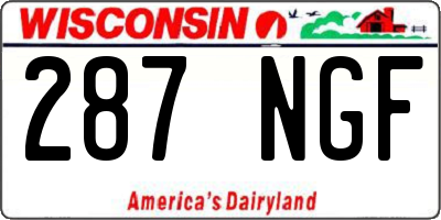 WI license plate 287NGF