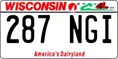 WI license plate 287NGI