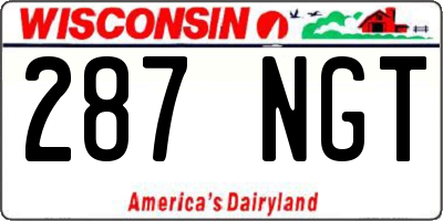 WI license plate 287NGT