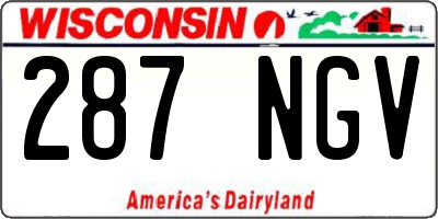 WI license plate 287NGV