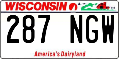 WI license plate 287NGW