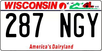 WI license plate 287NGY