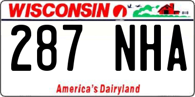 WI license plate 287NHA