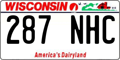 WI license plate 287NHC
