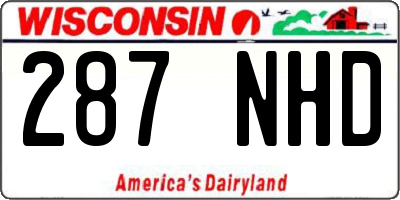 WI license plate 287NHD