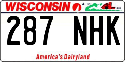 WI license plate 287NHK