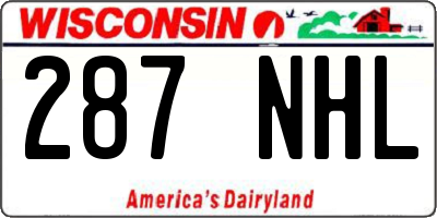 WI license plate 287NHL