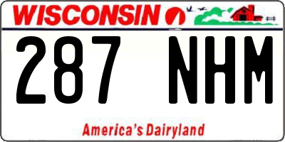 WI license plate 287NHM