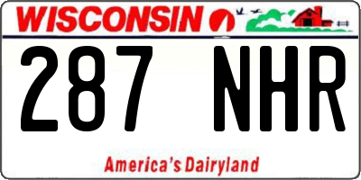WI license plate 287NHR