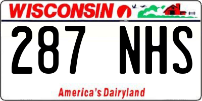 WI license plate 287NHS