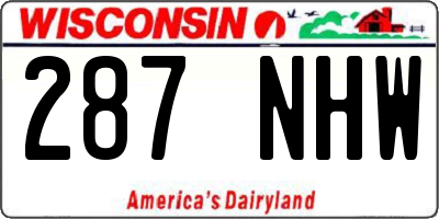 WI license plate 287NHW