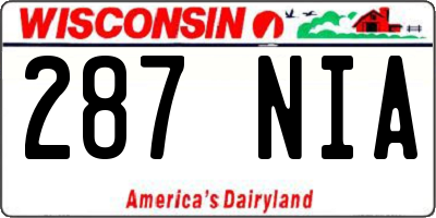 WI license plate 287NIA