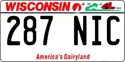 WI license plate 287NIC