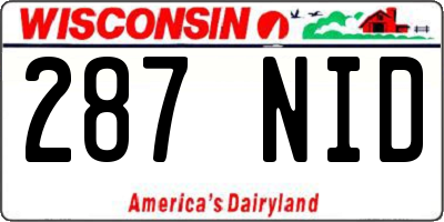 WI license plate 287NID