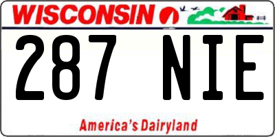 WI license plate 287NIE