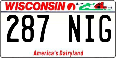 WI license plate 287NIG