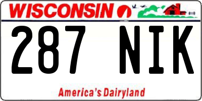 WI license plate 287NIK