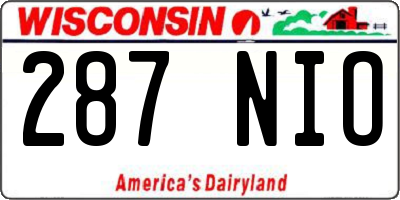 WI license plate 287NIO